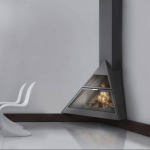 קמין עץ מעוצב ADMETO WALL MOUNTED CORNER FIREPLACE