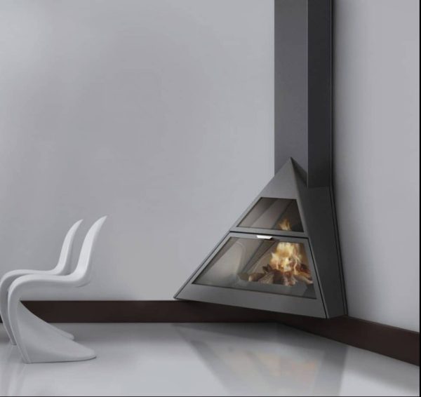 קמין עץ מעוצב ADMETO WALL MOUNTED CORNER FIREPLACE