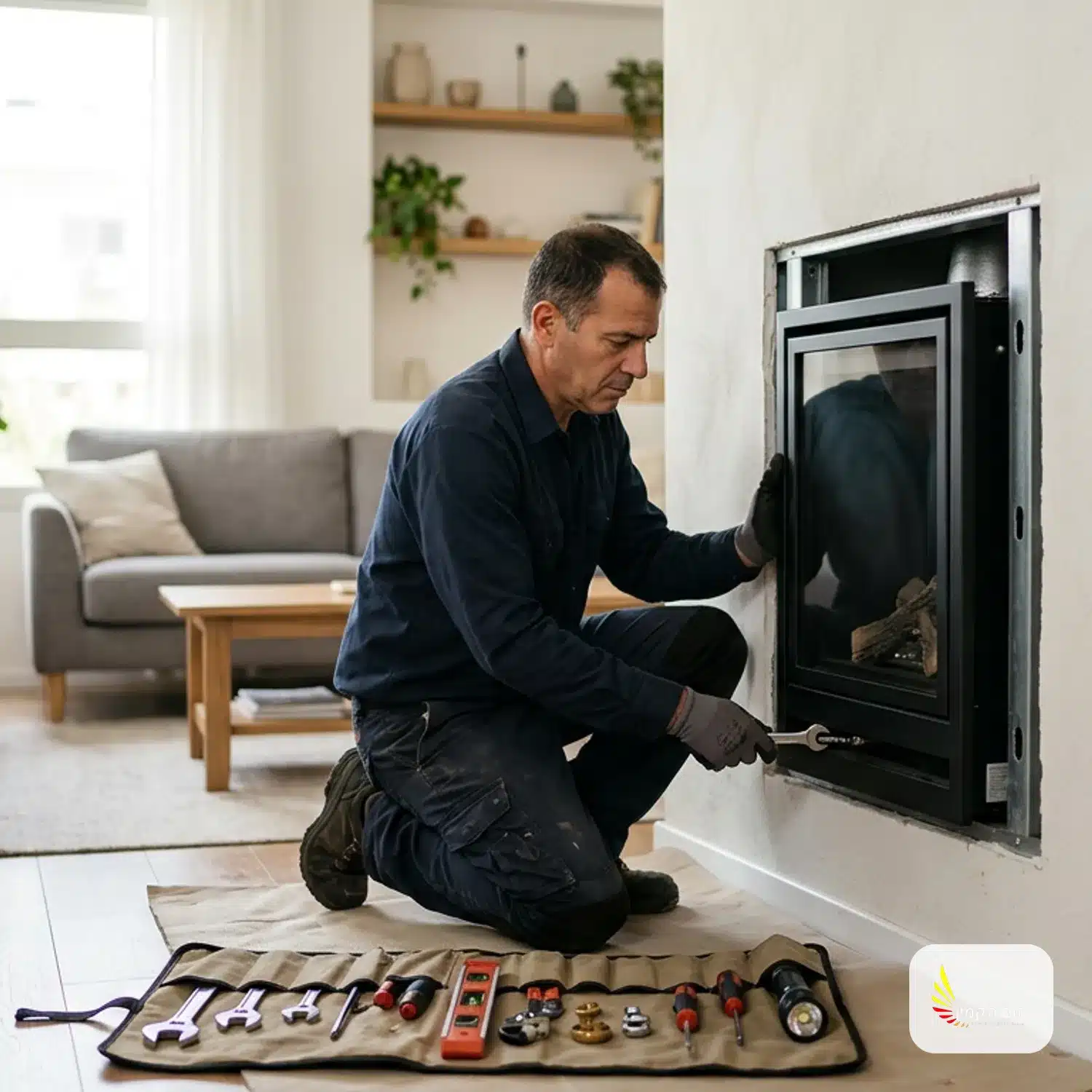 מתקין מקצועי מתקין קמין גז צר בנישת גבס